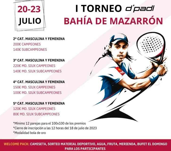 Mazarrón acogerá su primer torneo de pádel para federados