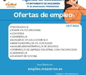 Ofertas de empleo activas de la Agencia de Colocación del Ayuntamiento de Mazarrón
