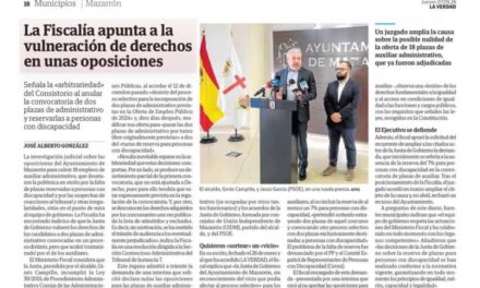 Partido Popular de Mazarrón: La Fiscalía señala una posible vulneración de derechos fundamentales en las oposiciones del Ayuntamiento de Mazarrón