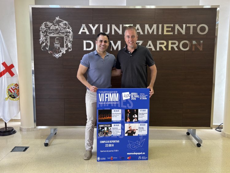 Mazarrón presenta la sexta edición del Festival Internacional de Música de Cámara Mazarrón apuesta un año más por la cultura con el VI Festival Internacional de Música de Cámara (FIMM). Esta mañana se ha presentado oficialmente una nueva edición del Festival Internacional de Música de Cámara de Mazarrón, que se celebrará del 6 al 9 de julio, dentro de la programación de Mares de Papel 2026. En la presentación han participado el concejal de Cultura, Jorge Durán, y el catedrático de violín Antonio García Egea, quienes han dado a conocer una programación de primer nivel que reunirá a destacados artistas nacionales e internacionales. Todos los conciertos tendrán lugar en el Complejo Deportivo, a las 22:00 horas (apertura de puertas a las 21:00 horas), con entrada gratuita hasta completar aforo. Una cita imprescindible para disfrutar de la música en directo y seguir consolidando a Mazarrón como un referente cultural durante el verano