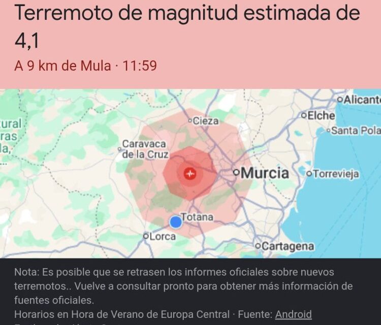 Terremoto de intensidad 4,1 , con epicentro en Barqueros