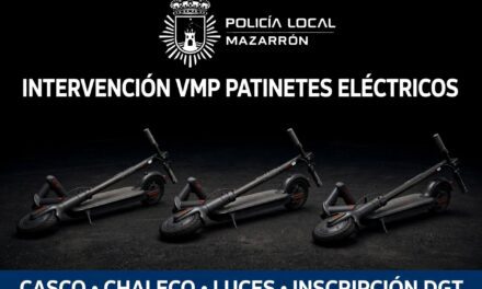 CONTROL VMP – PATINETES ELÉCTRICOS En los últimos días, Policía Local Mazarrón ha procedido a la inmovilización de varios patinetes eléctricos (VMP) y a la formulación de diferentes denuncias por incumplimiento de la nueva normativa.