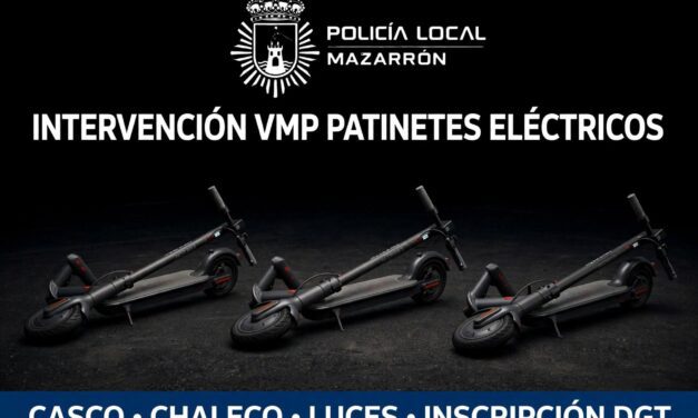 CONTROL VMP – PATINETES ELÉCTRICOS En los últimos días, Policía Local Mazarrón ha procedido a la inmovilización de varios patinetes eléctricos (VMP) y a la formulación de diferentes denuncias por incumplimiento de la nueva normativa.
