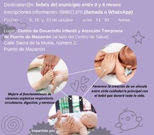El Centro de Desarrollo Infantil y Atención Temprana de Puerto de Mazarrón organiza un taller de masaje infantil