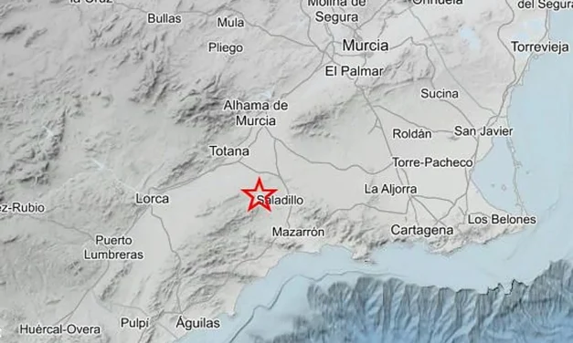 Un terremoto de magnitud 2,4 se deja notar en la Pedania de Gañuelas en Mazarrón